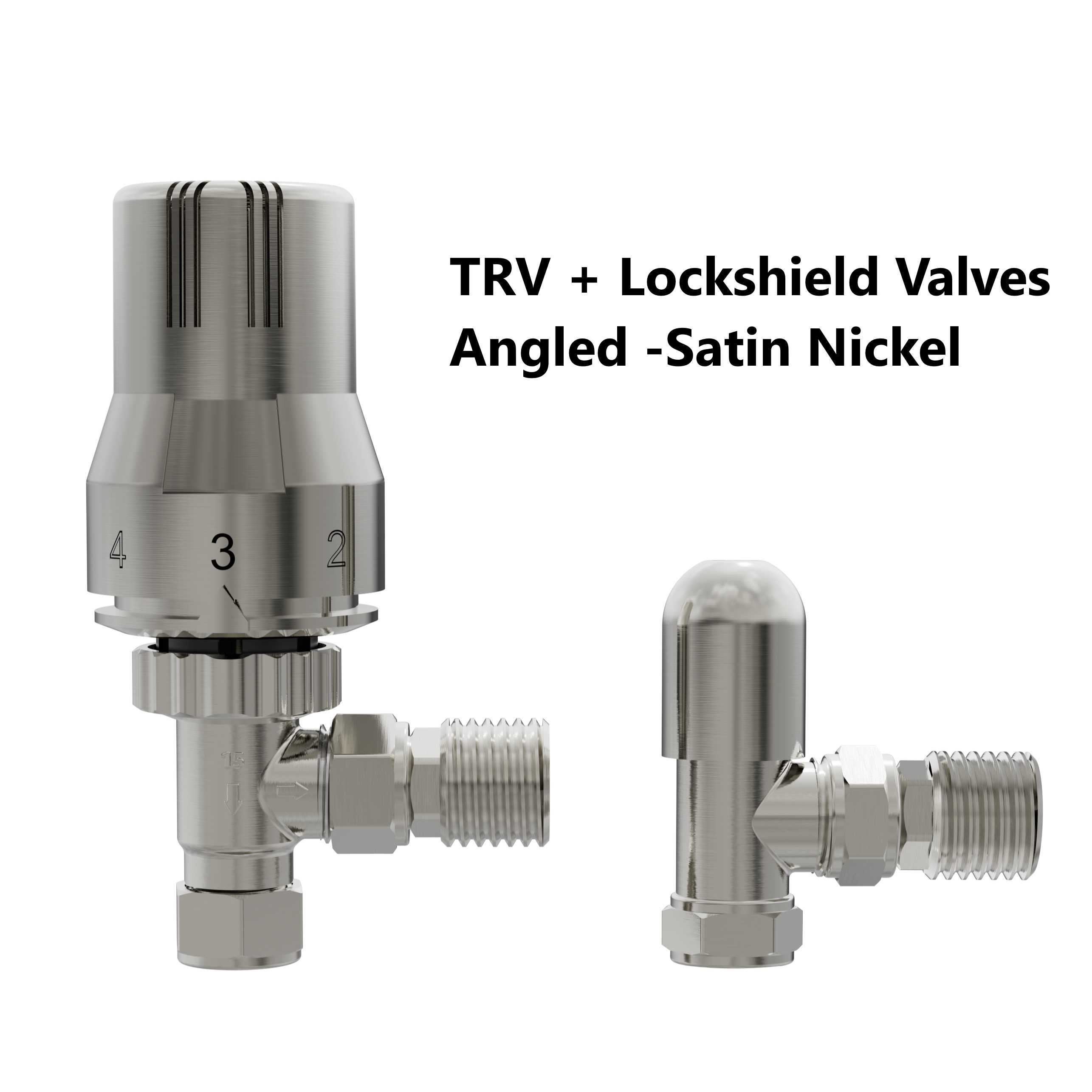 Thermostatic TRV Angled/Corner/Straight Lockshield Radiator Valves Set ...