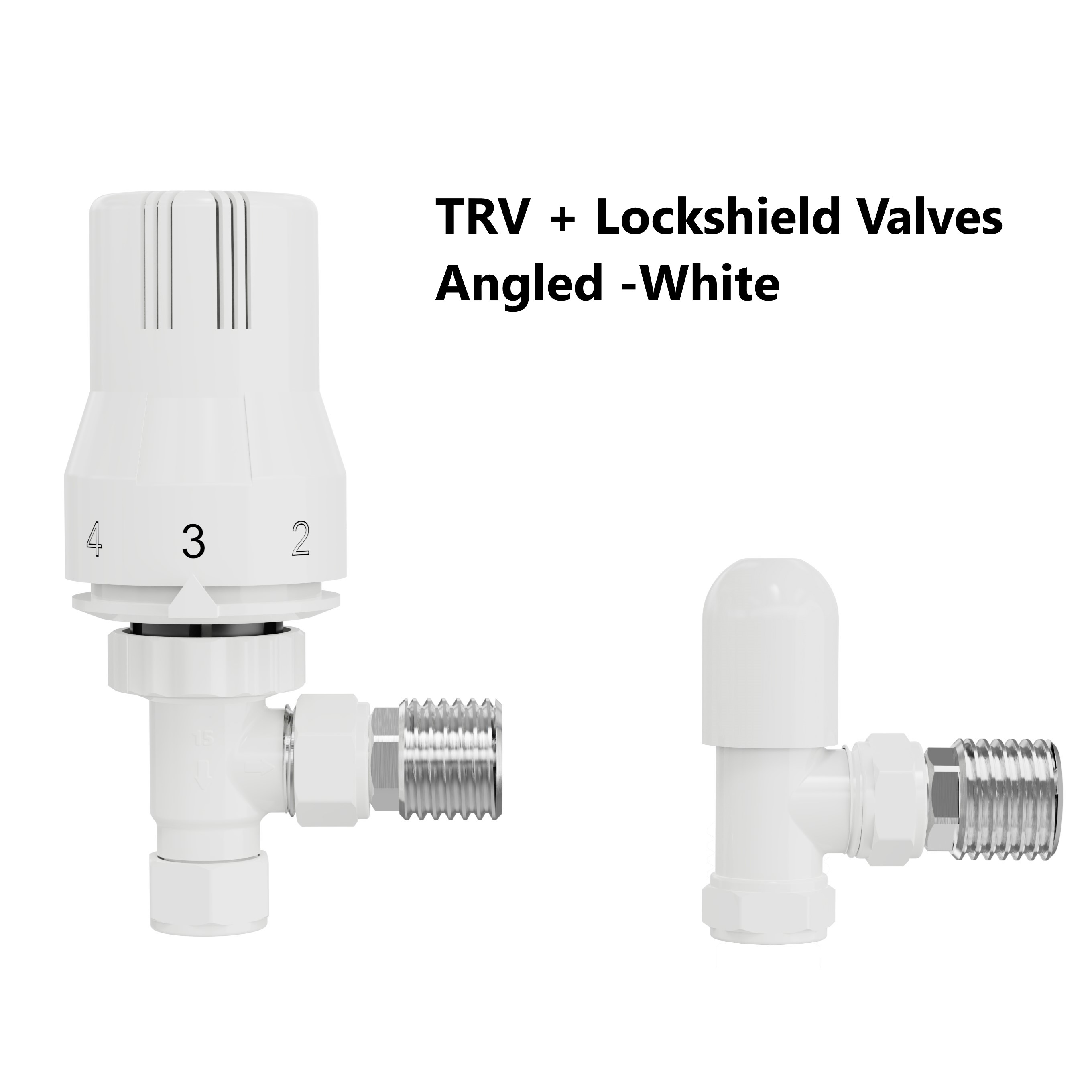 Thermostatic TRV Angled/Corner/Straight Lockshield Radiator Valves Set One Pair