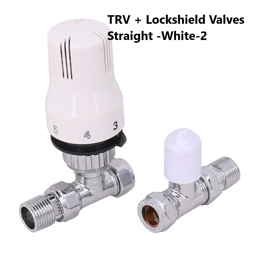 Thermostatic TRV Angled/Corner/Straight Lockshield Radiator Valves Set ...