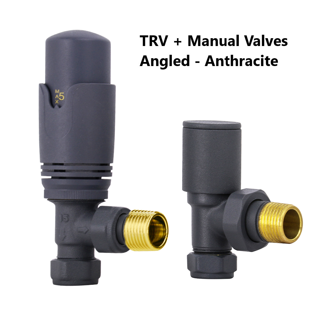 Thermostatic TRV Angled/Corner/Straight Lockshield Radiator Valves Set One Pair