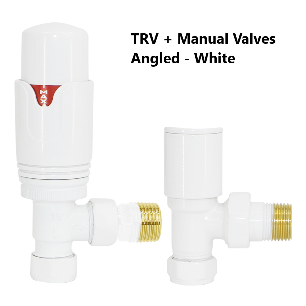 Thermostatic TRV Angled/Corner/Straight Lockshield Radiator Valves Set One Pair