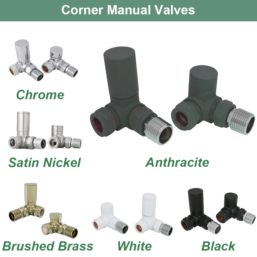 Angled/Straight/Corner Manual Lockshield Round/Square/Cross Head Radiator Valves