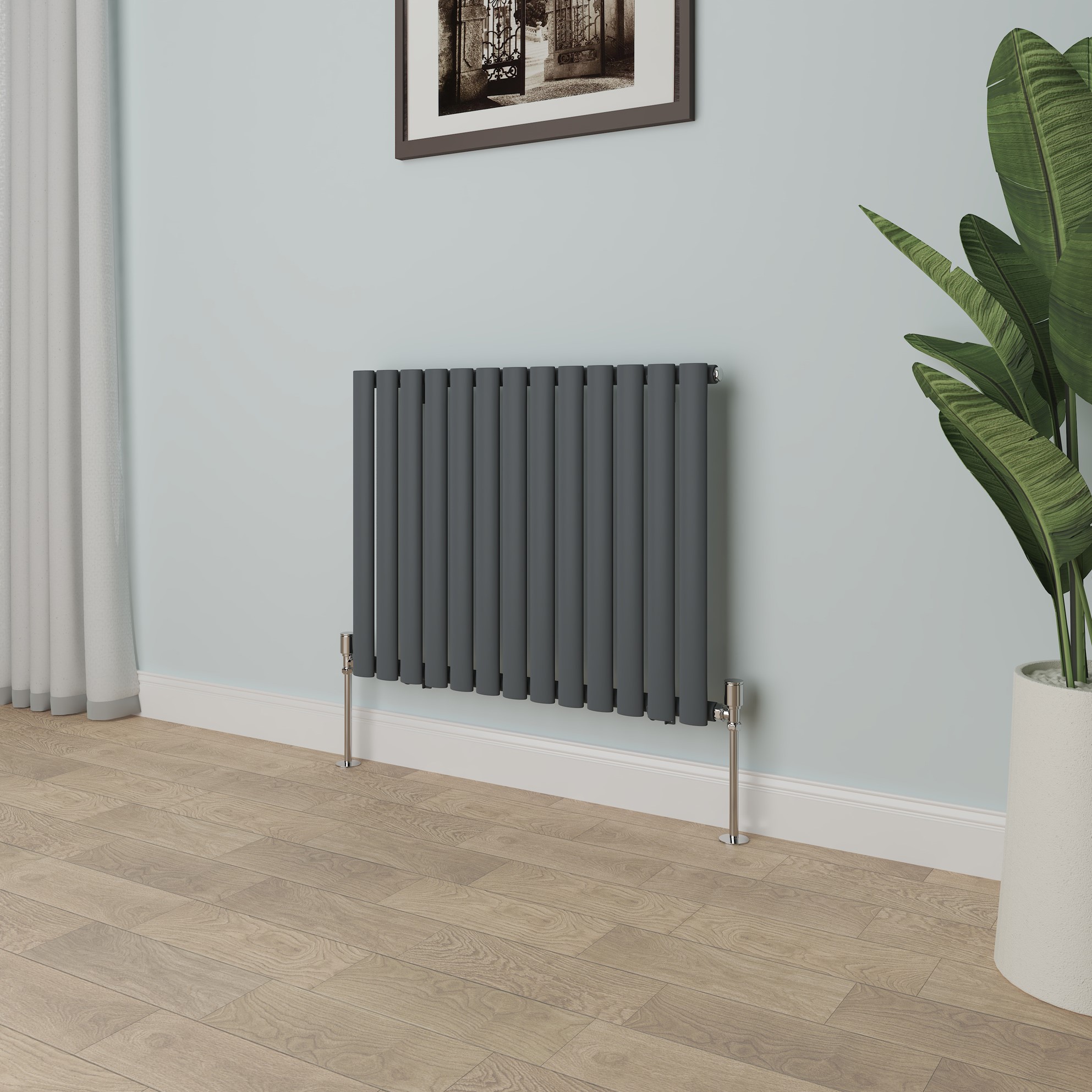 Horizontal Vertical Oval Column Designer Radiator Central Heating Rad Anthracite