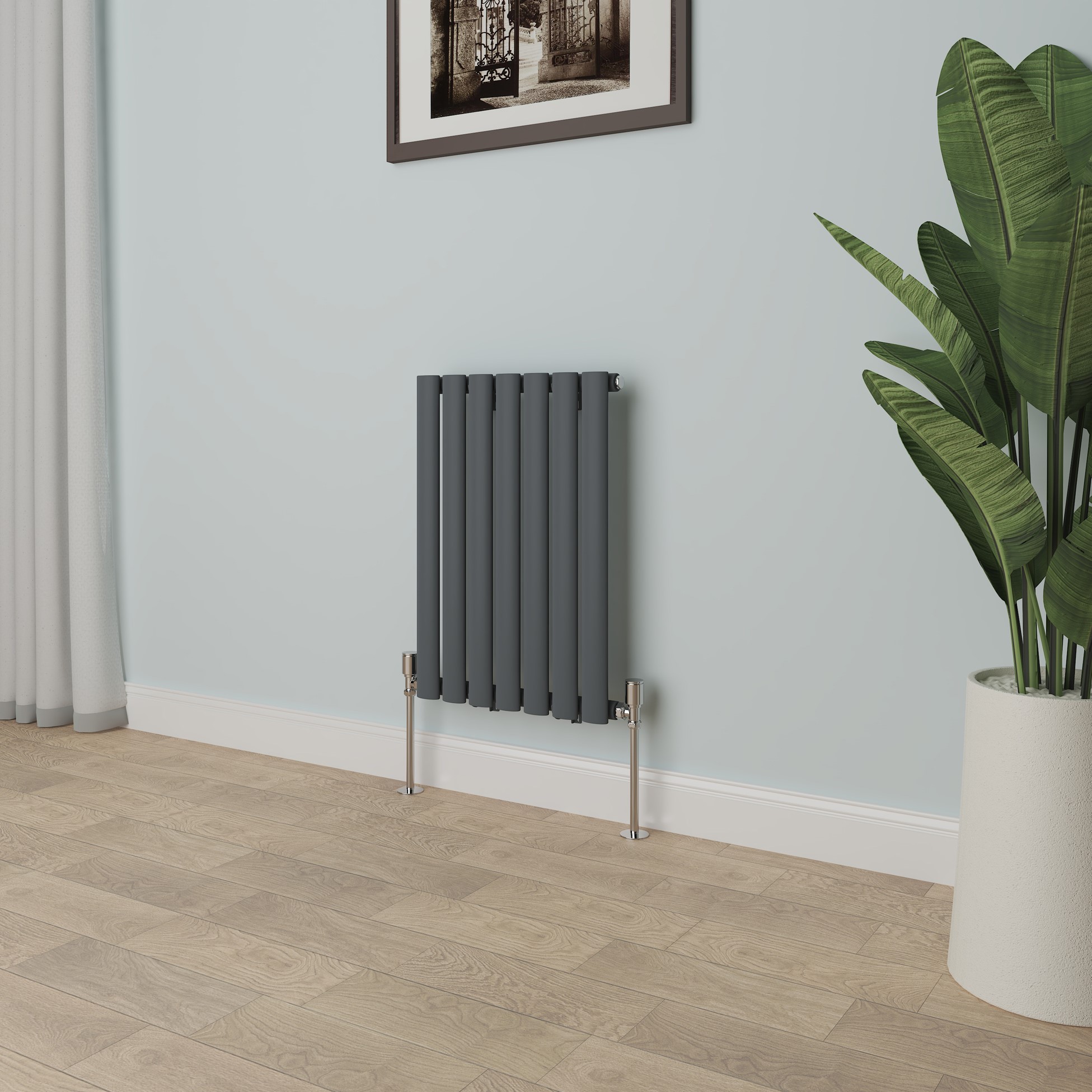 Horizontal Vertical Oval Column Designer Radiator Central Heating Rad Anthracite