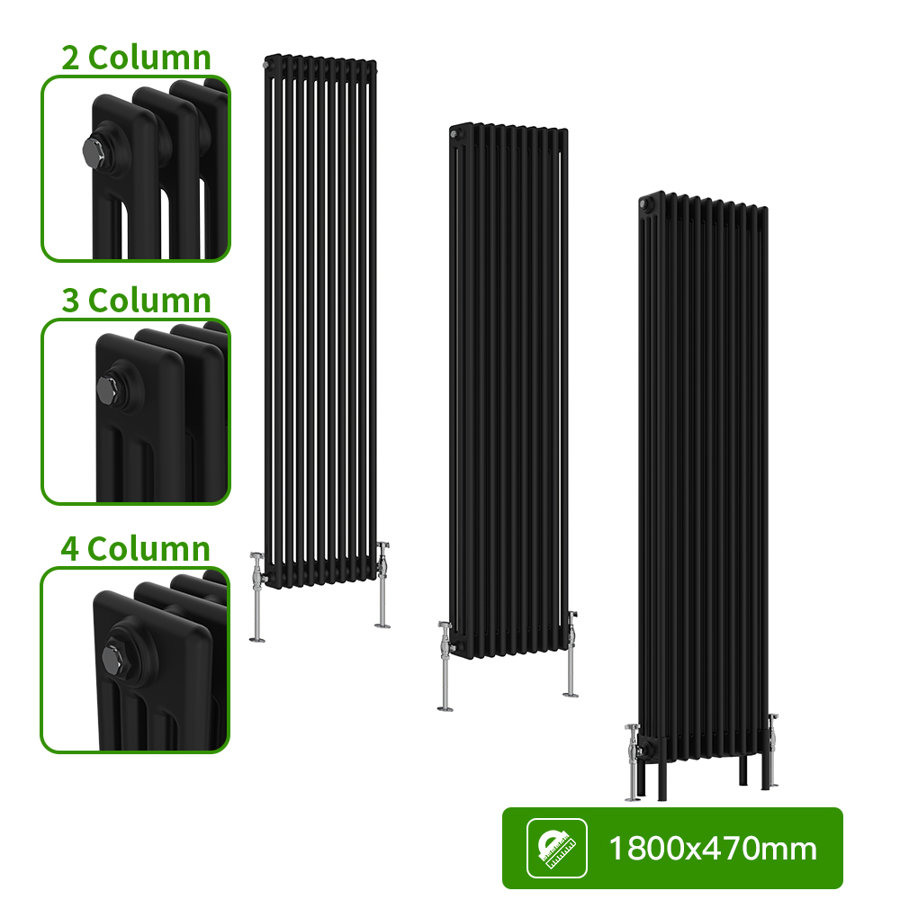Black Straight Curved Flat Panel Heated Towel Rail Oval Traditional Radiator Rad