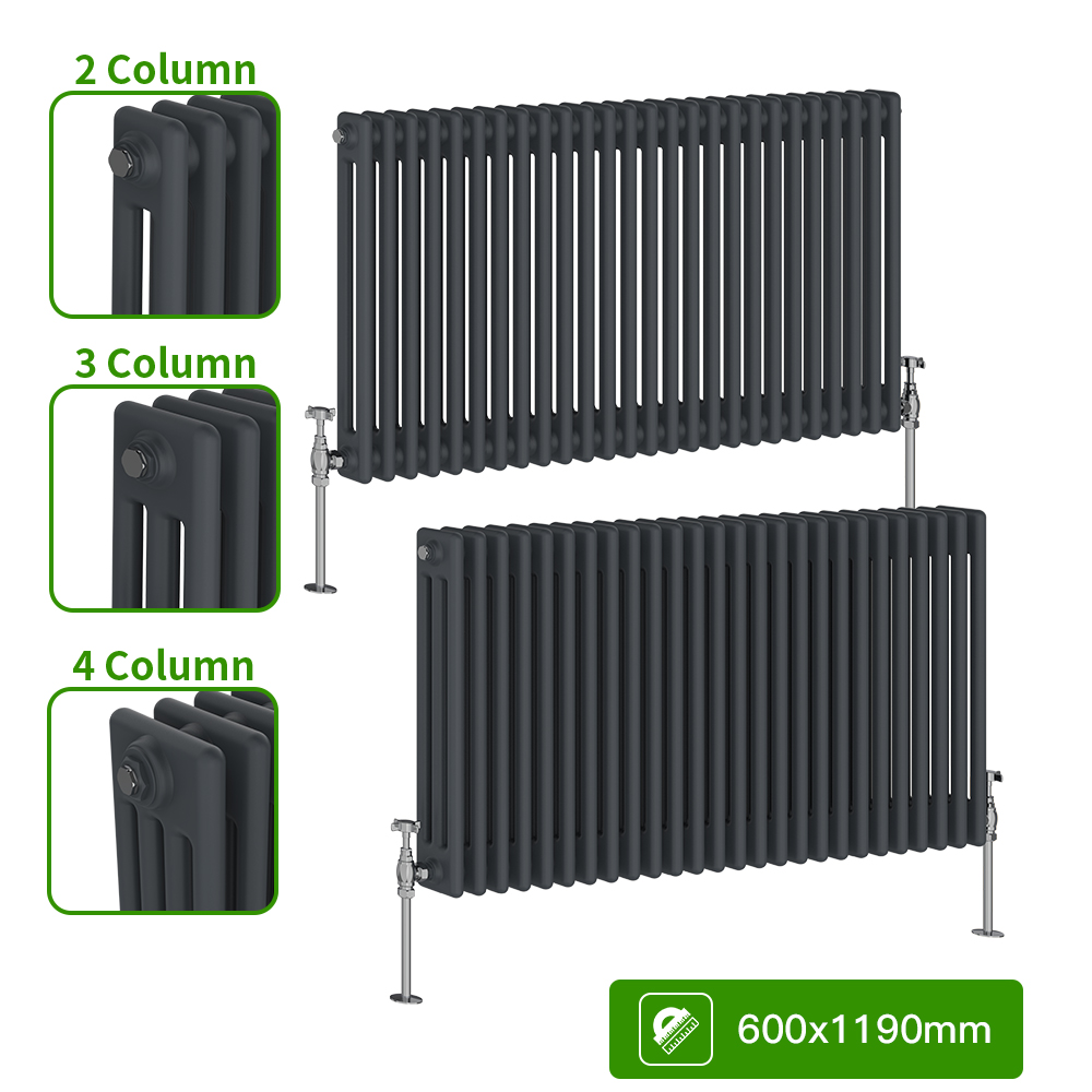 Anthracite Designer Radiator Flat Panel Oval Column Cast Iron Style Rads |  eBay