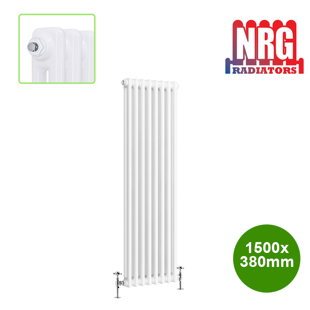 Traditional Radiator Vertical Double Column Cast Iron Style White Rads 1500mm