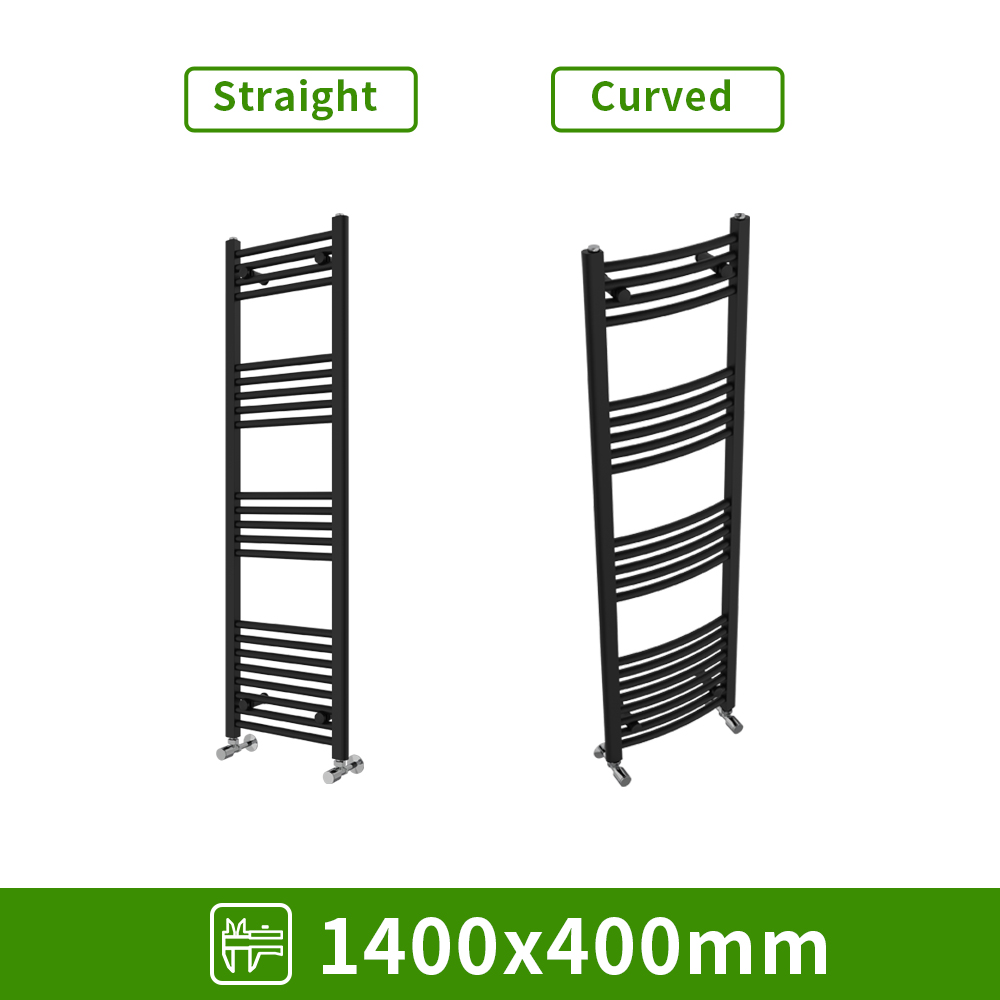 Black Straight Curved Flat Panel Heated Towel Rail Oval Traditional Radiator Rad