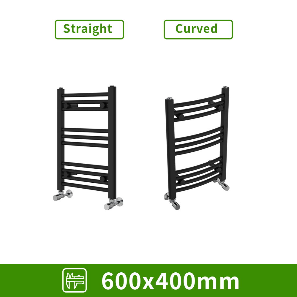 Black Straight Curved Flat Panel Heated Towel Rail Oval Traditional Radiator Rad