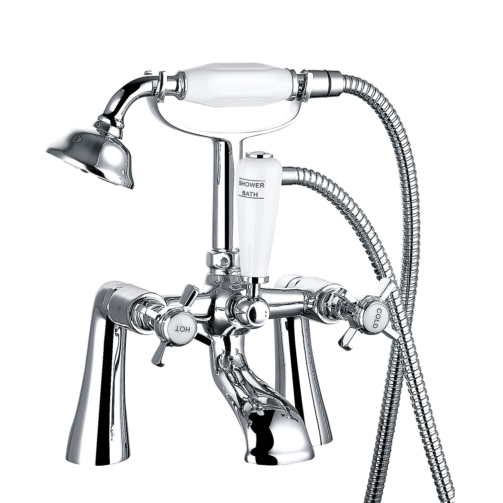 Bathroom Traditional Bath Filler Shower Mixer Tap with Brass Handset Chrome | eBay