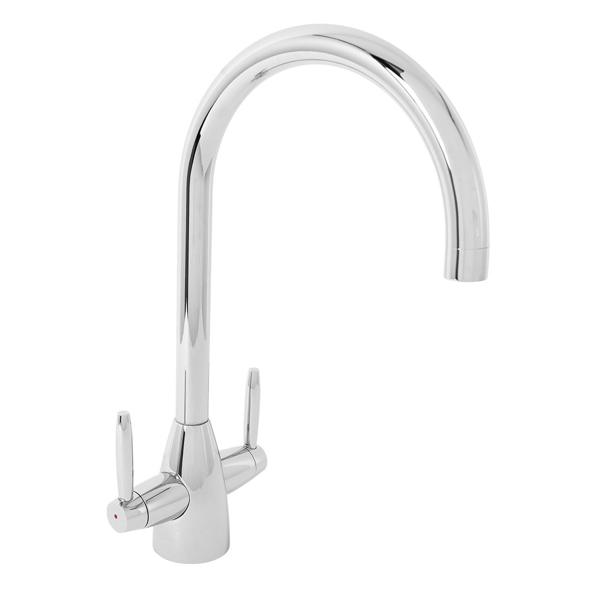 Chrome Mono Kitchen Sink Mixer Tap Swivel Spout Dual Lever Faucet Brass