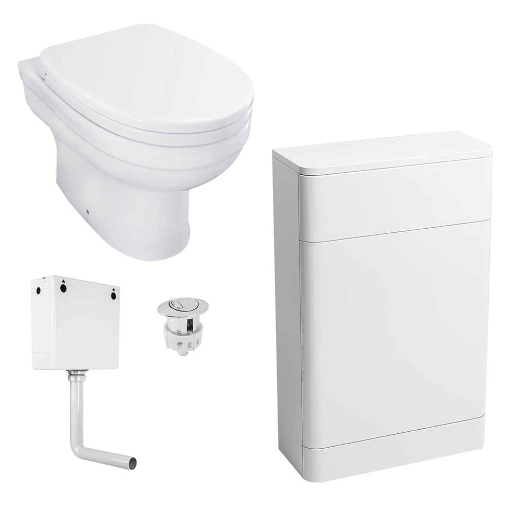 BTW Back To Wall Toilet Pan Concealed Cistern Unit Soft Close Seat Gloss White eBay