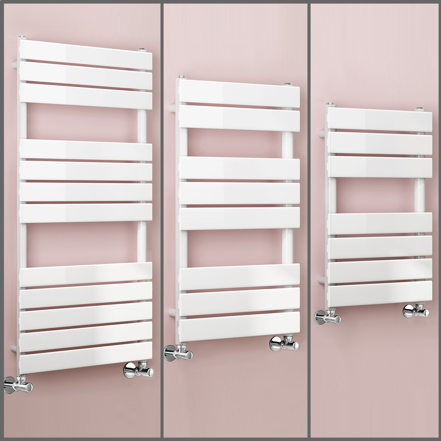 White Designer Radiator Flat Panel Heated Towel Rail Bathroom Central ...