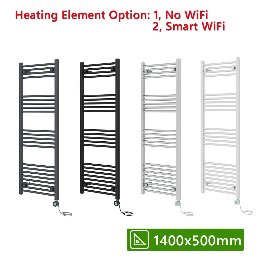 Prefilled Electric Heated Towel Rail Straight Radiator Bathroom Thermostatic Rad