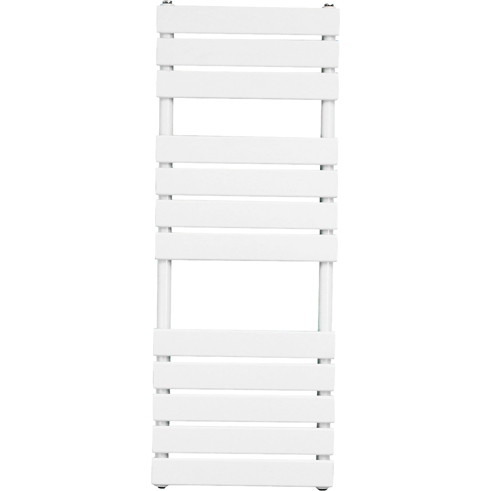 white flat panel heated towel rail