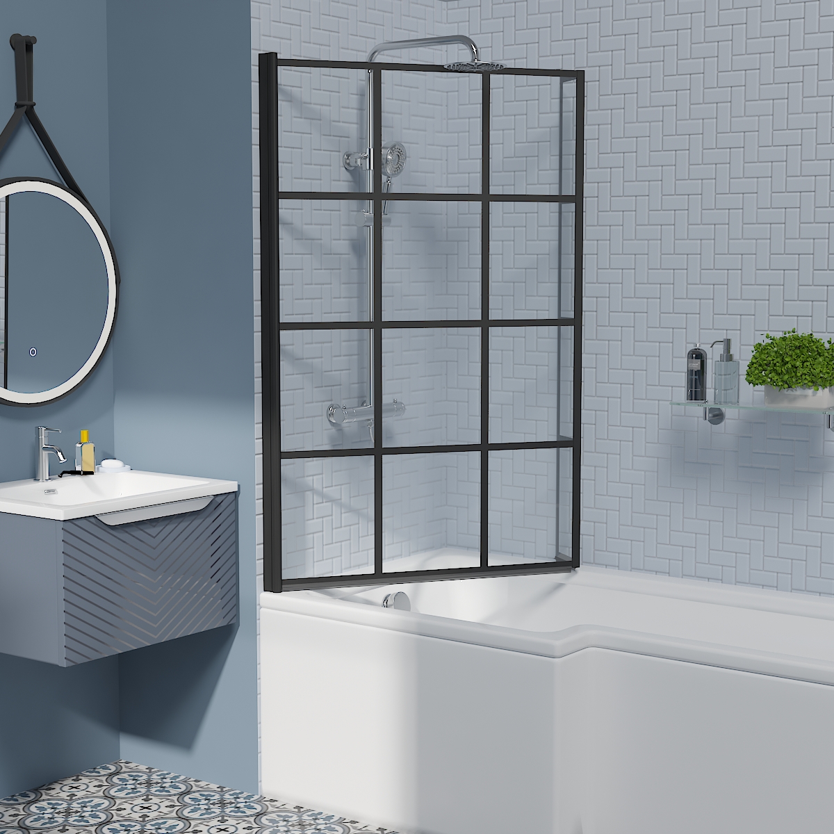 Pivot 4 Folding L Shape Hinged Bath Shower Screen P Shaped Glass Return ...