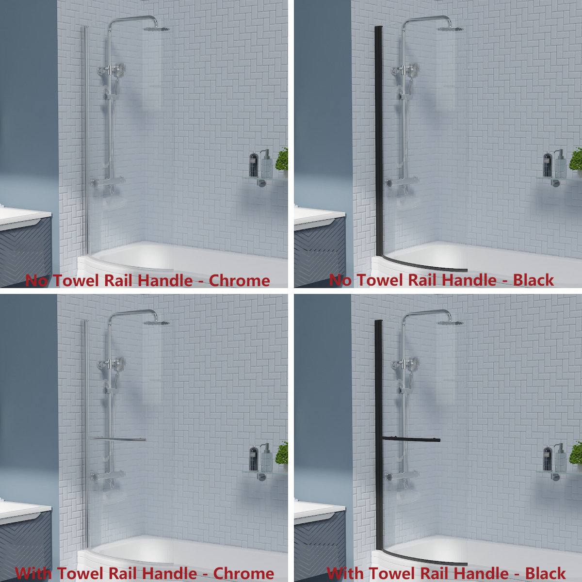 Pivot 4 Folding L Shape Hinged Bath Shower Screen P Shaped Glass Return Panel