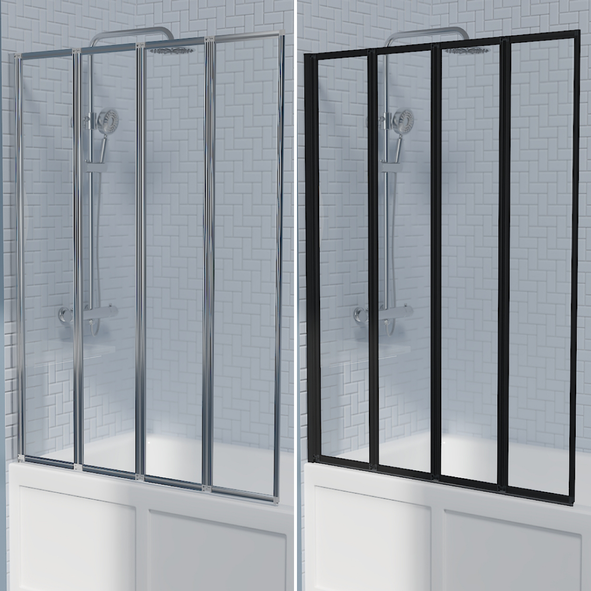 Pivot Bath Shower Screen Folding Square Grid Curved P L Shape Hinged Glass Panel