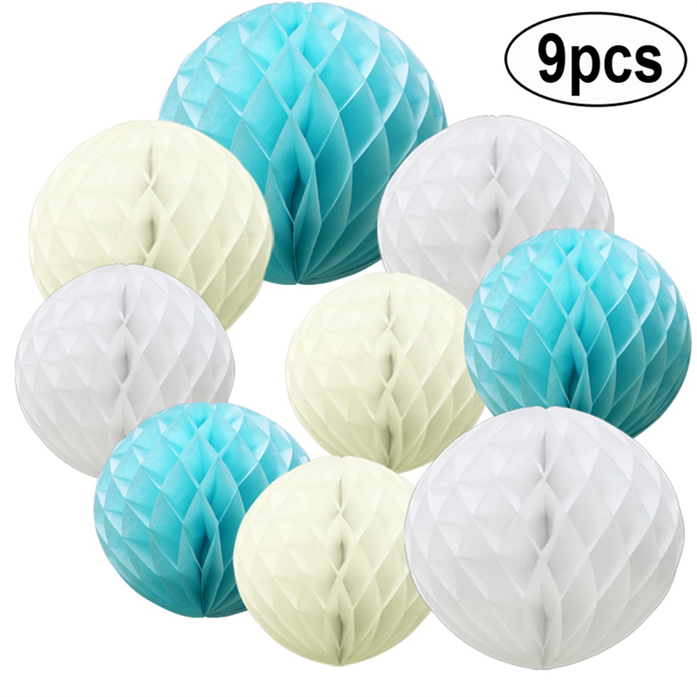 TtS 9 Mixed Paper Honeycomb Balls Tissue Wedding Party Hanging Decoration - Picture 7 of 17