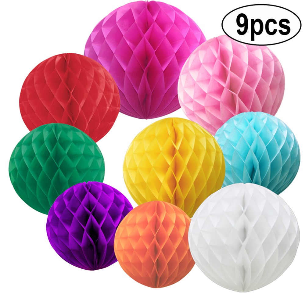 TtS 9 Mixed Paper Honeycomb Balls Tissue Wedding Party Hanging Decoration - Picture 3 of 17
