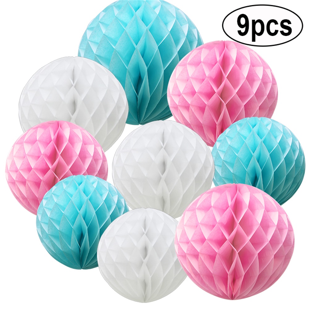 TtS 9 Mixed Paper Honeycomb Balls Tissue Wedding Party Hanging Decoration - Picture 8 of 17
