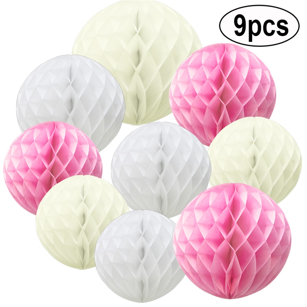 TtS 9 Mixed Paper Honeycomb Balls Tissue Wedding Party Hanging Decoration - Picture 6 of 17