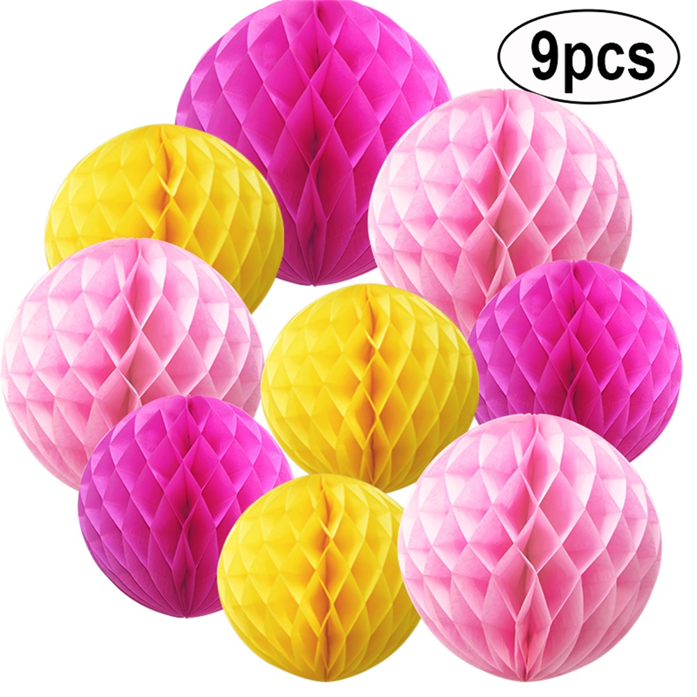 TtS 9 Mixed Paper Honeycomb Balls Tissue Wedding Party Hanging Decoration - Picture 13 of 17