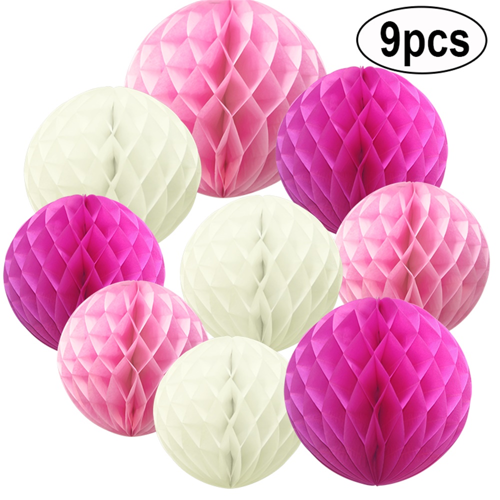 TtS 9 Mixed Paper Honeycomb Balls Tissue Wedding Party Hanging Decoration - Picture 5 of 17