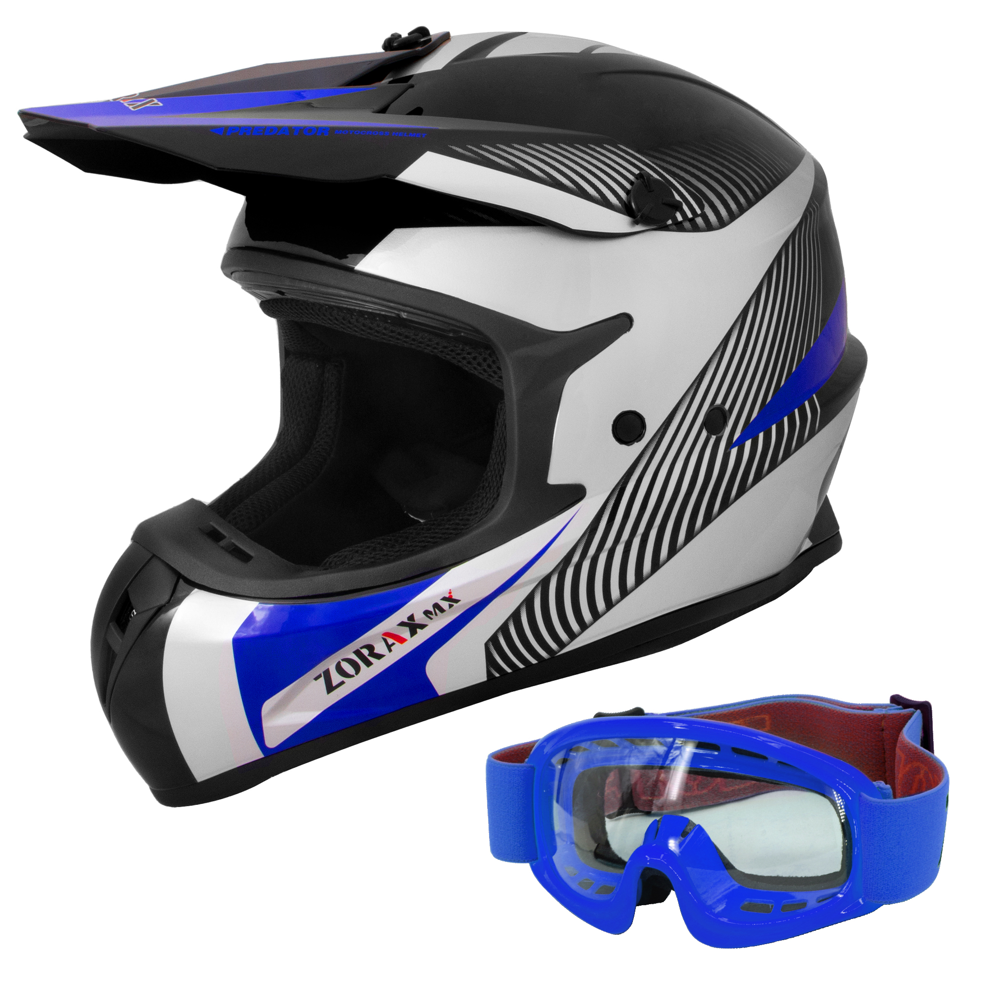 ZORAX ZOR-X305 Adult Dual Sport Motocross MX Helmet & Goggles Adventure Off Road - Picture 11 of 16