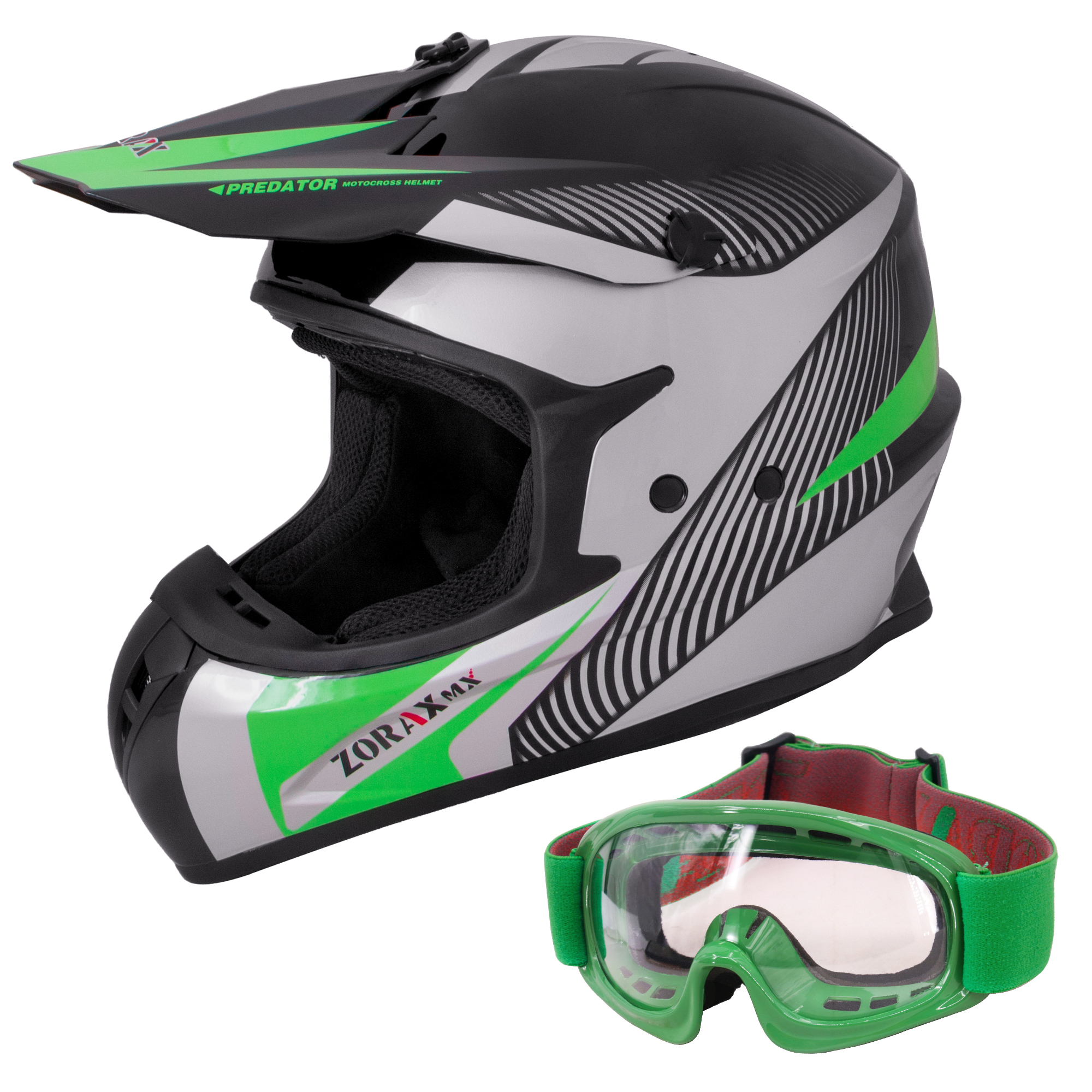 ZORAX ZOR-X305 Adult Dual Sport Motocross MX Helmet & Goggles Adventure Off Road - Picture 13 of 16