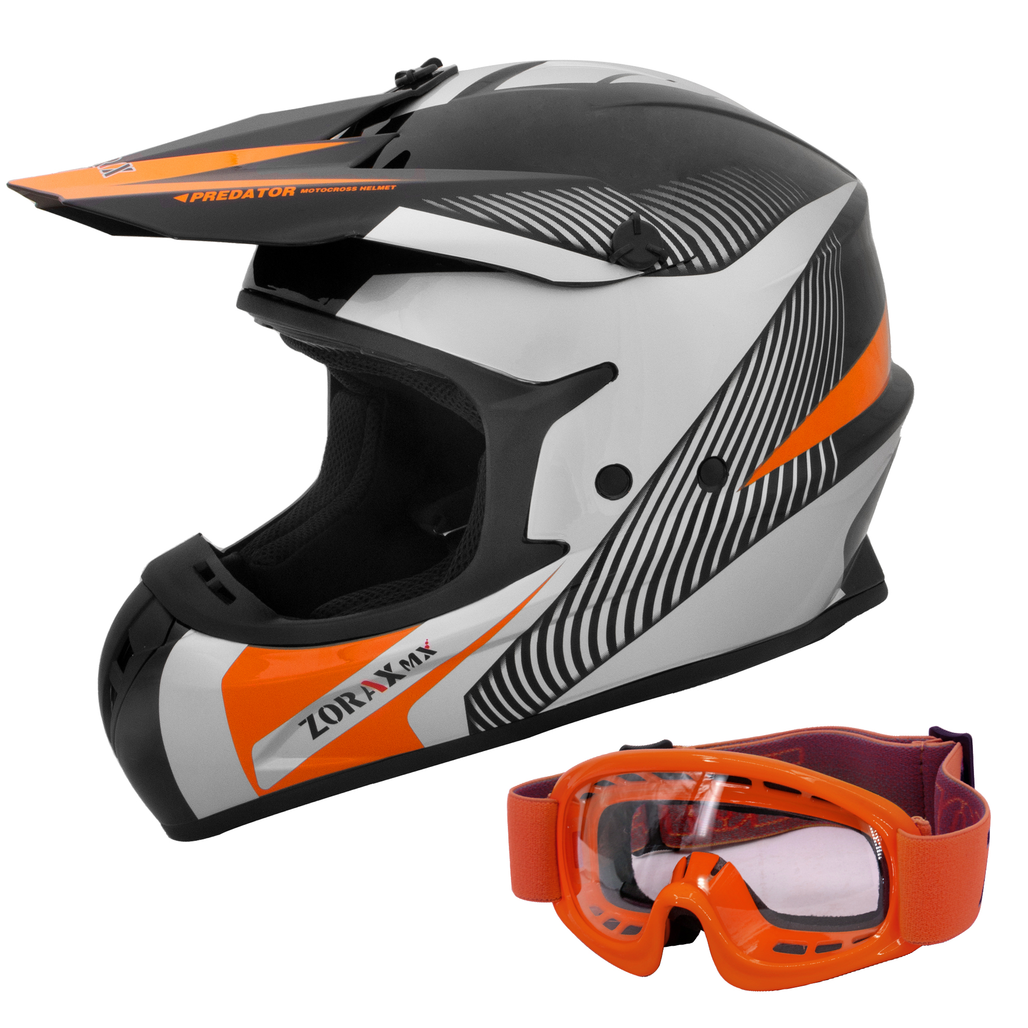 ZORAX ZOR-X305 Adult Dual Sport Motocross MX Helmet & Goggles Adventure Off Road - Picture 15 of 16