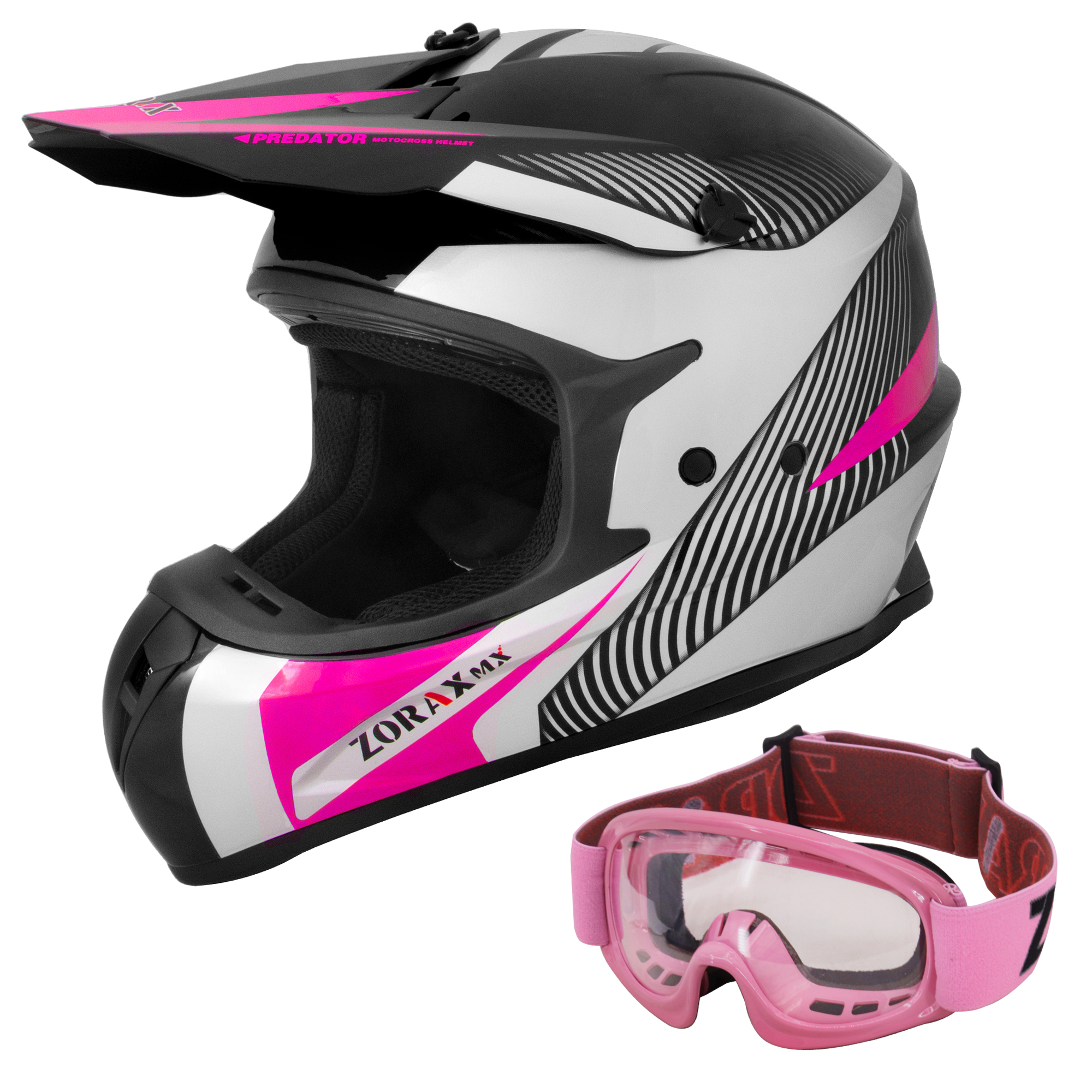 ZORAX ZOR-X305 Adult Dual Sport Motocross MX Helmet & Goggles Adventure Off Road - Picture 14 of 16