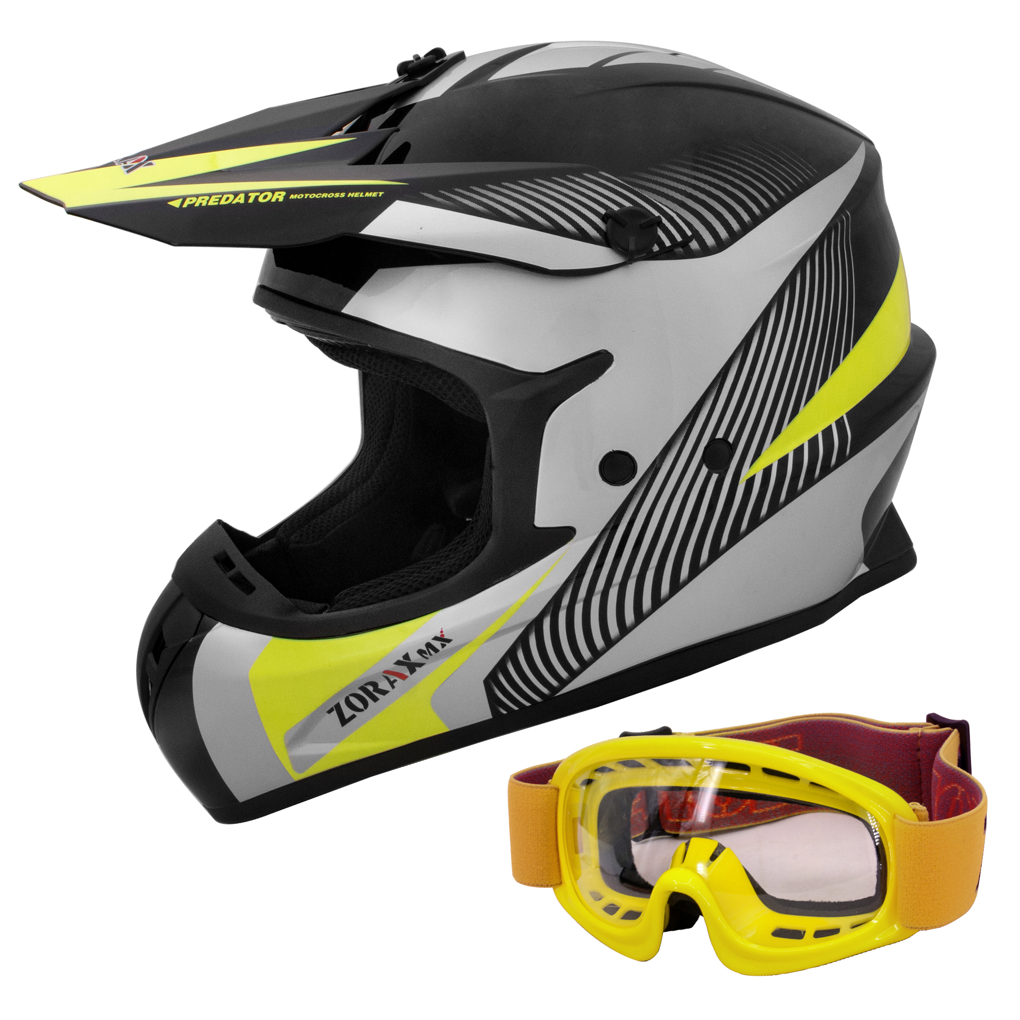 ZORAX ZOR-X305 Adult Dual Sport Motocross MX Helmet & Goggles Adventure Off Road - Picture 16 of 16