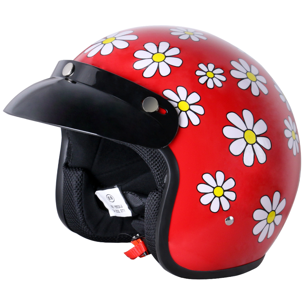 Zorax Open Face Half Motorcycle Motorbike Helmet Retro Vintage Lady Women Pink - Picture 19 of 24