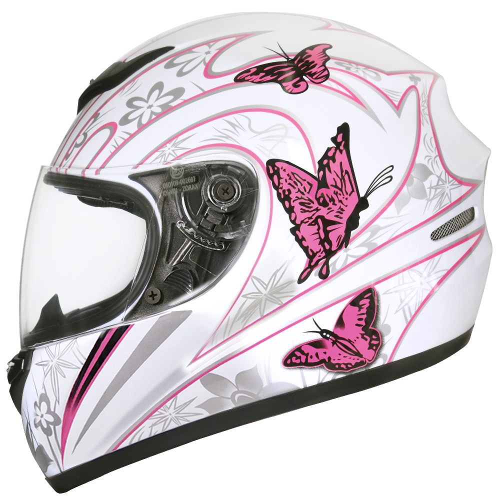 ZORAX ZOR-819 Butterfly Pink Full Face Motorbike Motorcycle