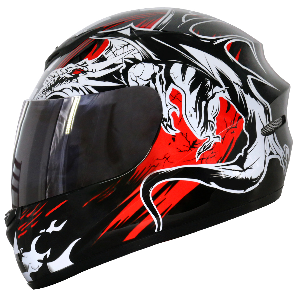 ZORAX ZOR-819 Motorcycle Full Face Scooter Crash Motorbike Helmet & Dark Visor