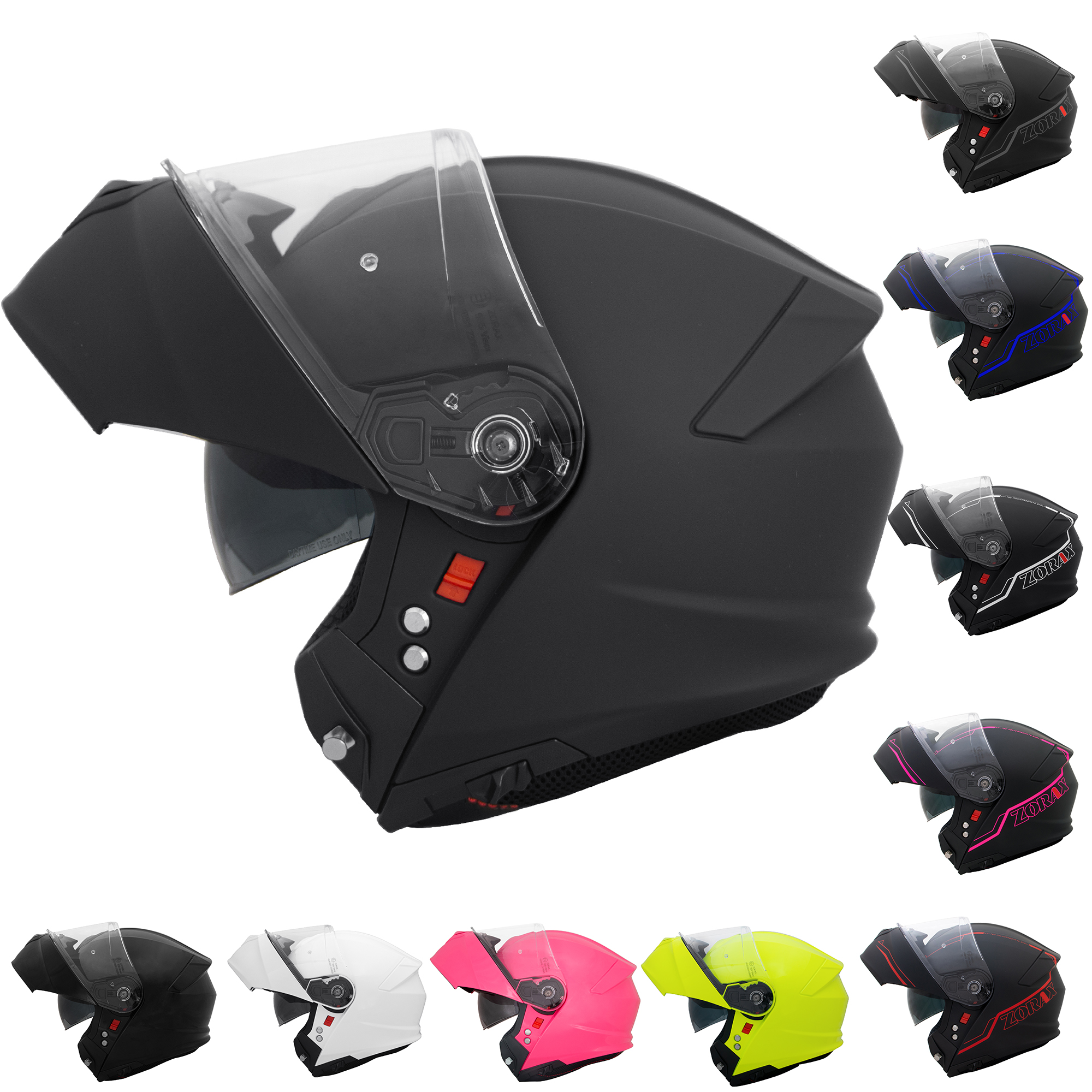 ZORAX ZOR-838 DVS Flip Up Front Motorbike Helmets Motorcycle Crash
