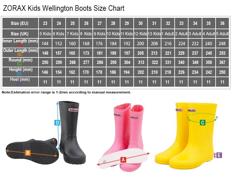 ZORAX Child Wellington Wellies Rain Boots UK 5-13 Kids / UK Adult 1-5 Waterproof - Picture 11 of 33