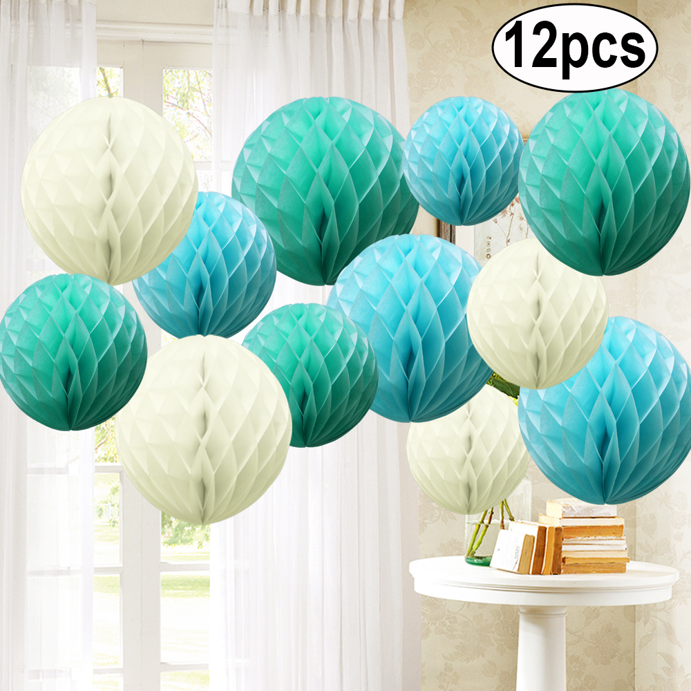 Time to Sparkle 12 Mixed Sizes PAPER HONEYCOMB BALLS Tissue Wedding Party Decor - Picture 12 of 23