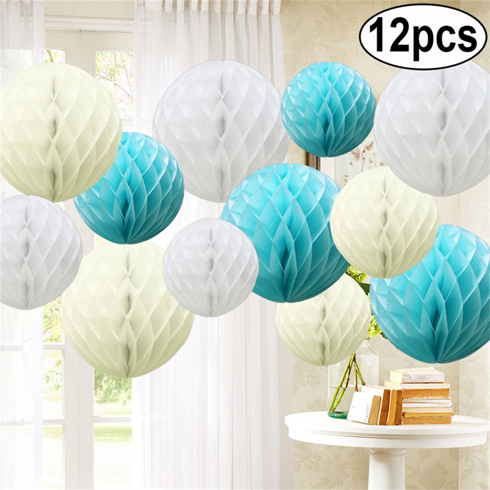 Time to Sparkle 12 Mixed Sizes PAPER HONEYCOMB BALLS Tissue Wedding Party Decor - Picture 10 of 23