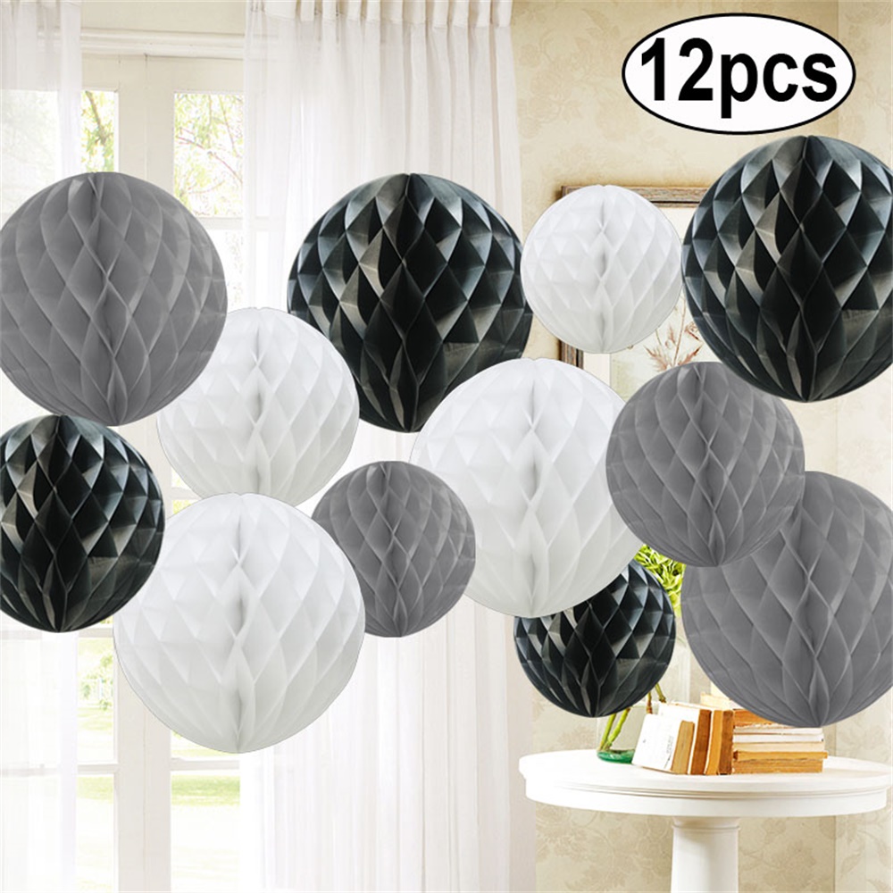 Time to Sparkle 12 Mixed Sizes PAPER HONEYCOMB BALLS Tissue Wedding Party Decor - Picture 8 of 23