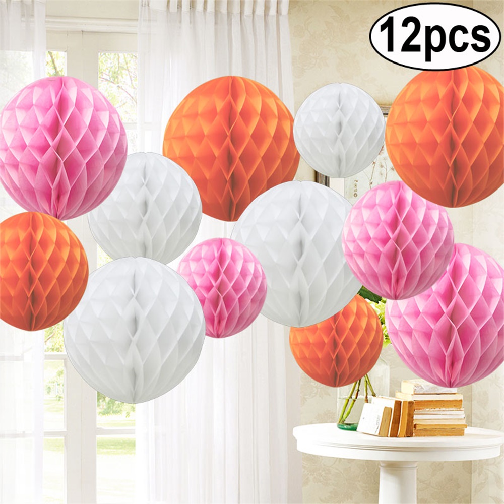 Time to Sparkle 12 Mixed Sizes PAPER HONEYCOMB BALLS Tissue Wedding Party Decor - Picture 18 of 23
