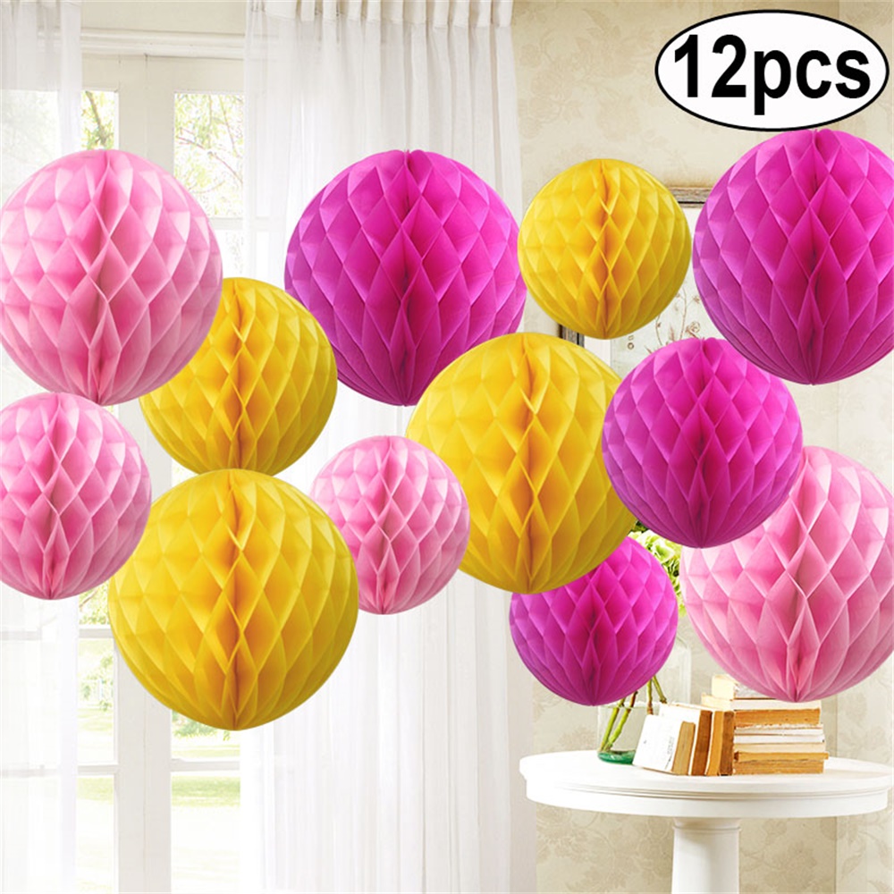 Time to Sparkle 12 Mixed Sizes PAPER HONEYCOMB BALLS Tissue Wedding Party Decor - Picture 17 of 23