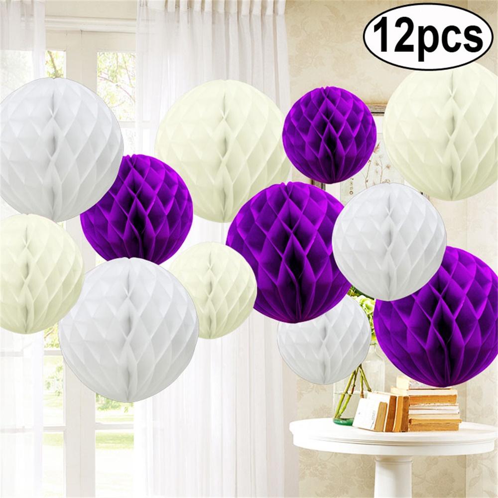 Time to Sparkle 12 Mixed Sizes PAPER HONEYCOMB BALLS Tissue Wedding Party Decor - Picture 14 of 23