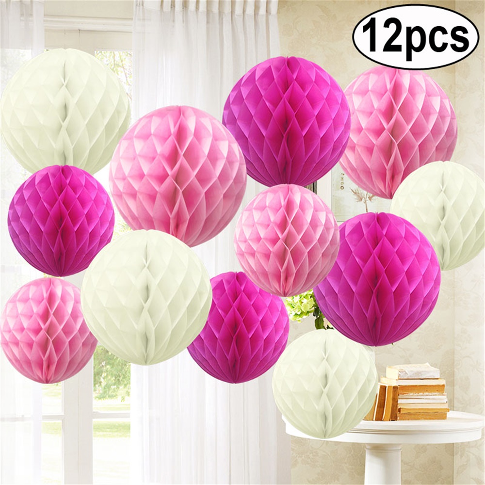 Time to Sparkle 12 Mixed Sizes PAPER HONEYCOMB BALLS Tissue Wedding Party Decor - Picture 11 of 23