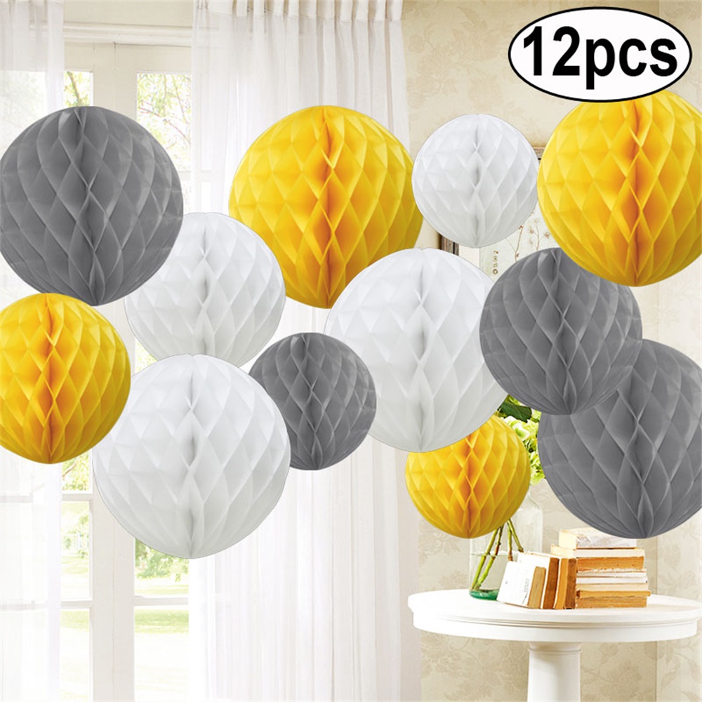 Time to Sparkle 12 Mixed Sizes PAPER HONEYCOMB BALLS Tissue Wedding Party Decor - Picture 16 of 23