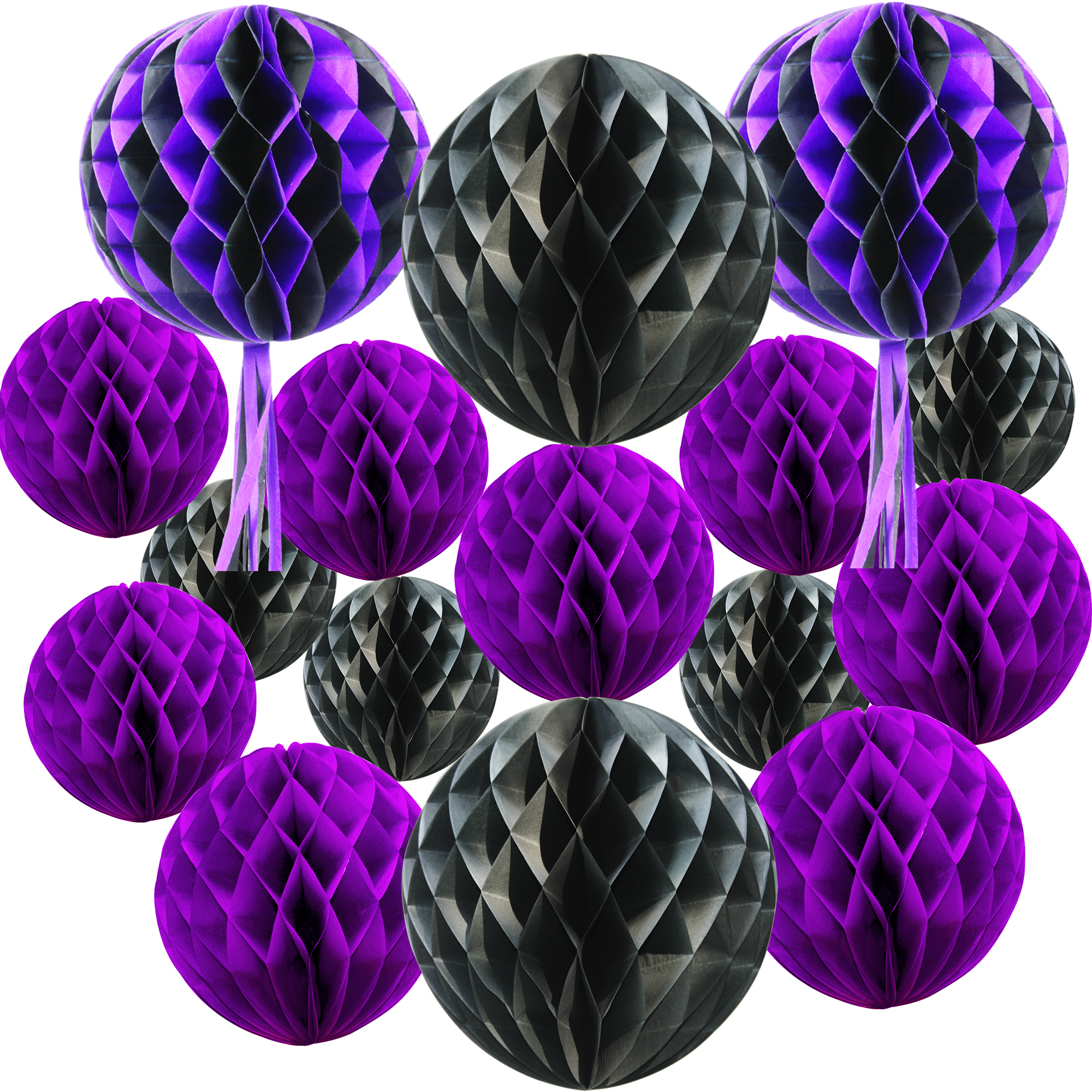 Time to Sparkle 16 PACK Tissue Paper Pompoms Round Paper Honeycomb Balls Hanging - Picture 26 of 28