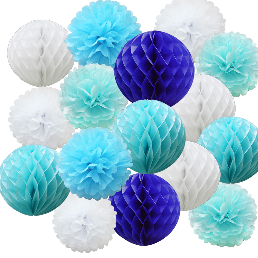 Time to Sparkle 16 PACK Tissue Paper Pompoms Round Paper Honeycomb Balls Hanging - Picture 7 of 28