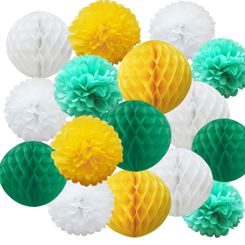 Time to Sparkle 16 PACK Tissue Paper Pompoms Round Paper Honeycomb Balls Hanging - Picture 9 of 28