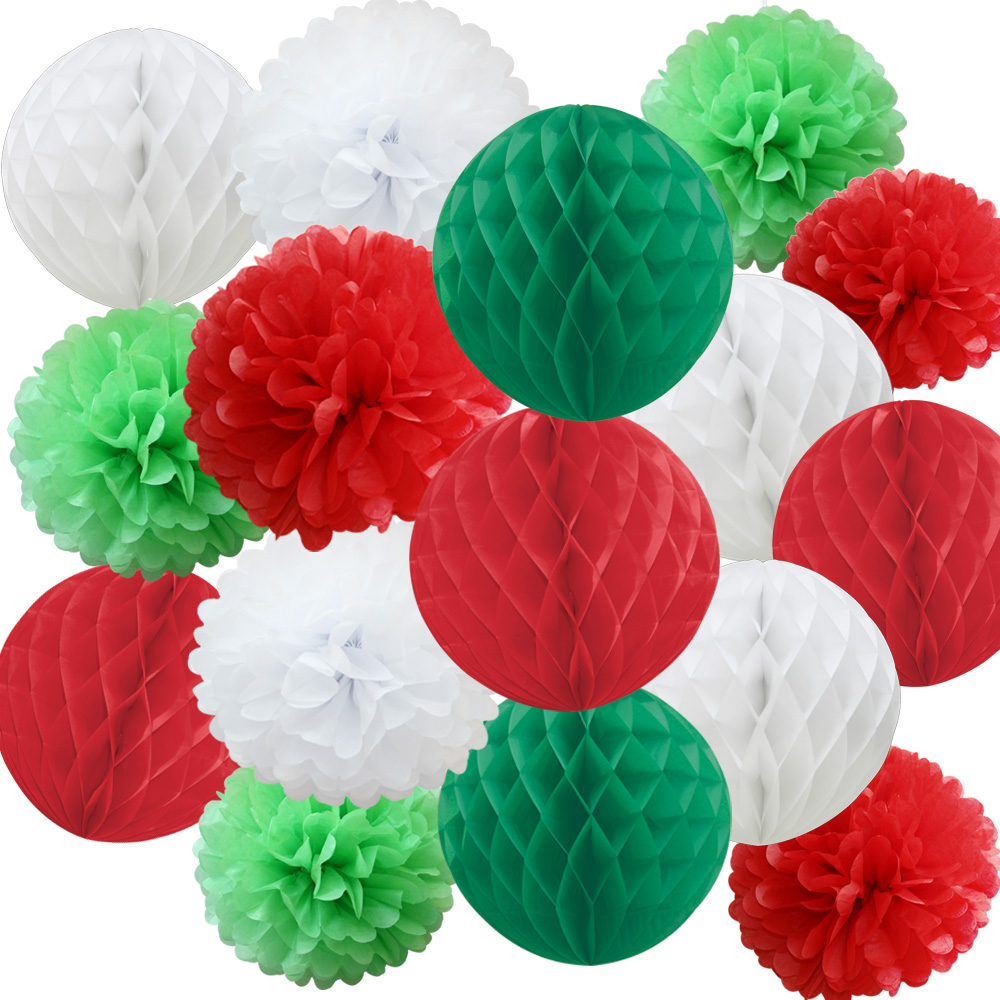Time to Sparkle 16 PACK Tissue Paper Pompoms Round Paper Honeycomb Balls Hanging - Picture 13 of 28